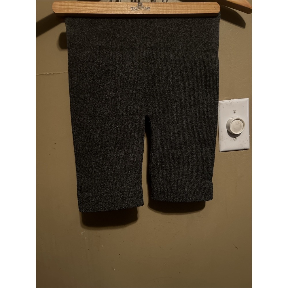 Zenana Women's Ladies Ribbed Biker Shorts - Gray- Size L/XL - 8-14